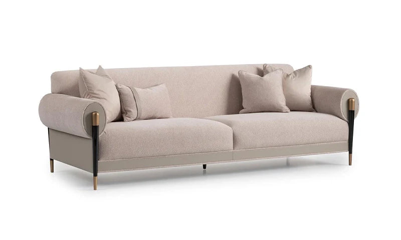 Casto 3 Seater Sofa Leather Detailed