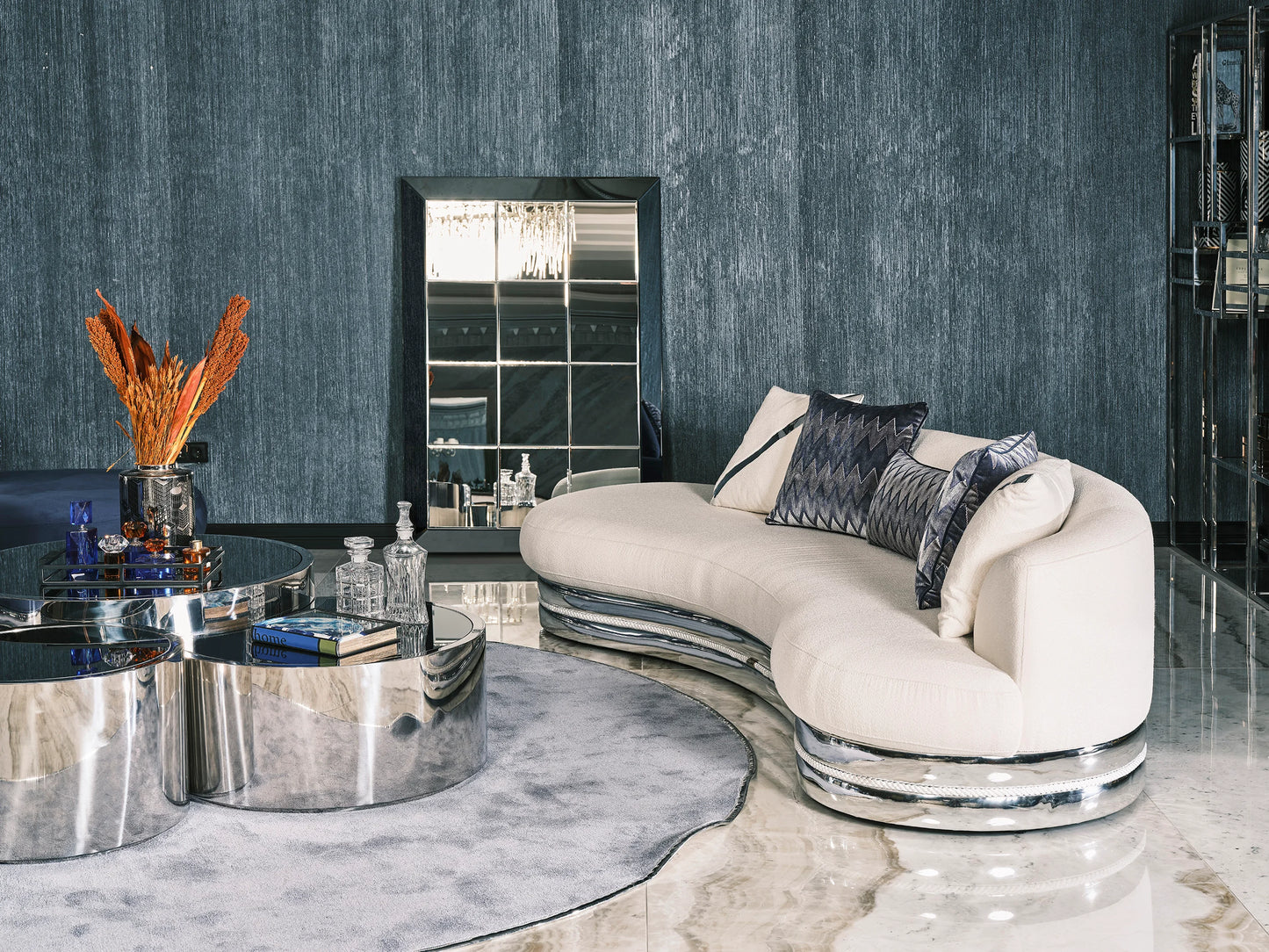 The exquisite Ferre curved settee sofa, redefining modern comfort - Luxe Life Furniture.