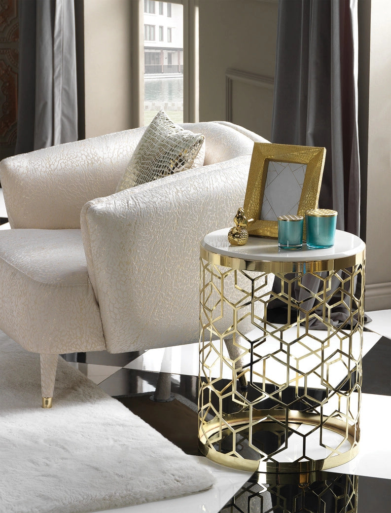 Flamingo Luxury Dining Set : Cream - Modern Side Table | Luxe Life Furniture