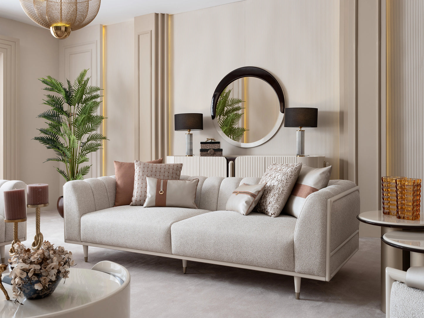 Florance Sofa Set: Elegant Beige Furniture | Luxe Life Furniture