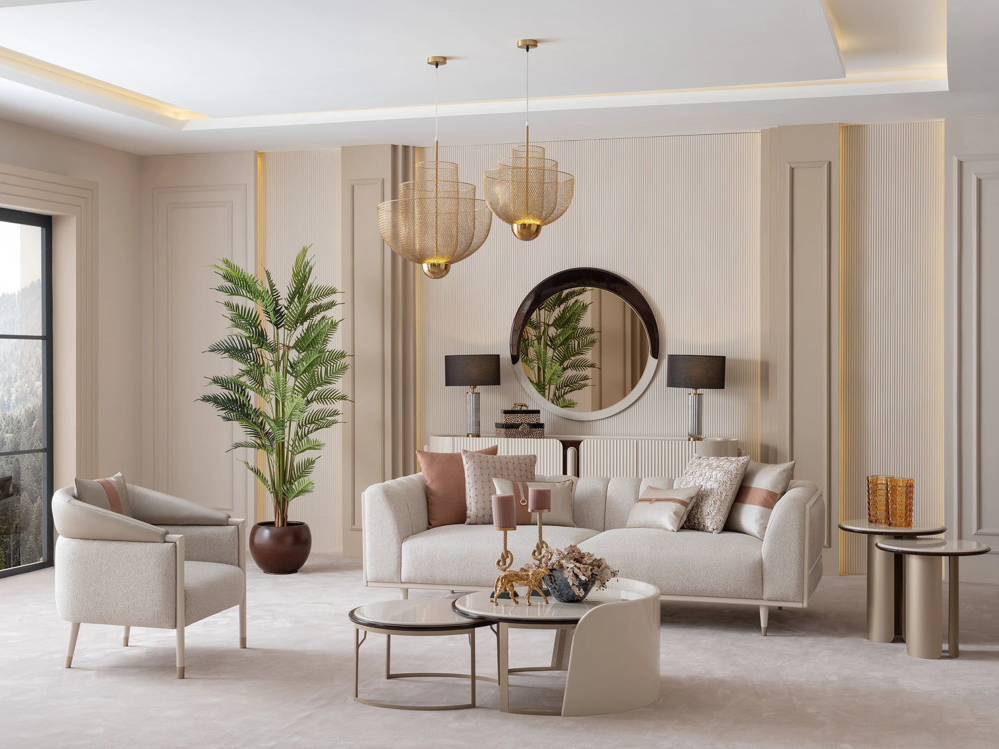 Florance Sofa Set: Elegant Beige Furniture | Luxe Life Furniture