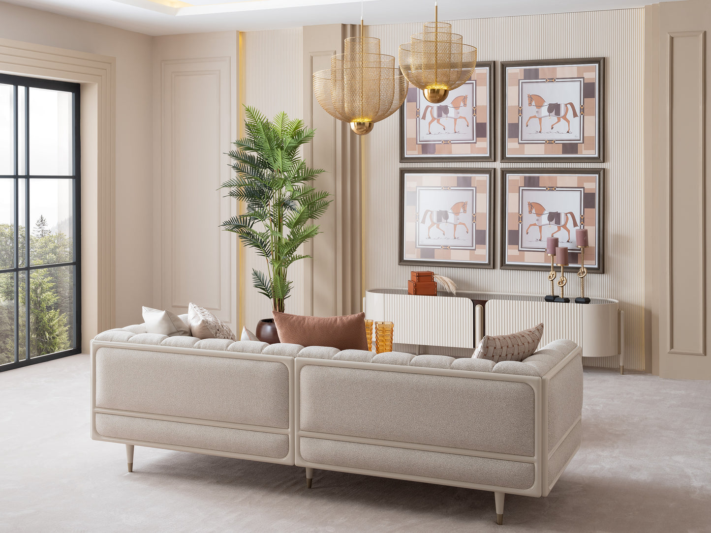 Florance 4 Seater Sofa Wooden Frame