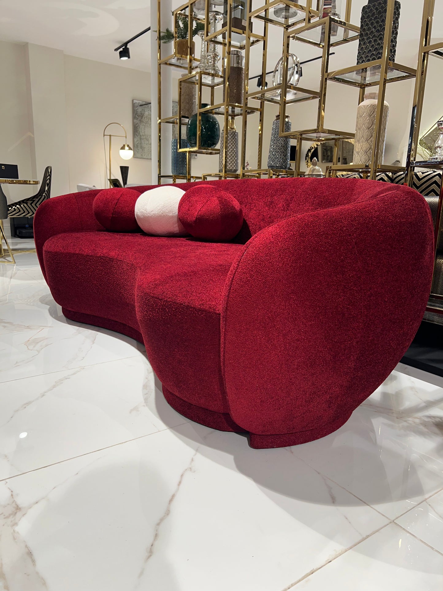 Amore 3 Seater Curved Sofa in Red - Ex-Display and Special Price