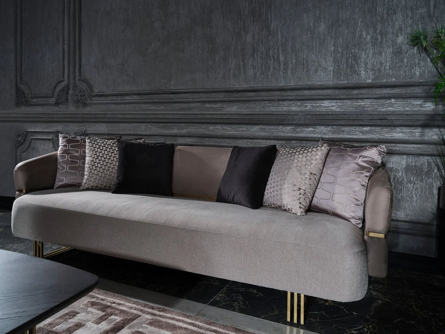 Madrid Sofa Set in Ivory & Gold | Luxe Life Furniture