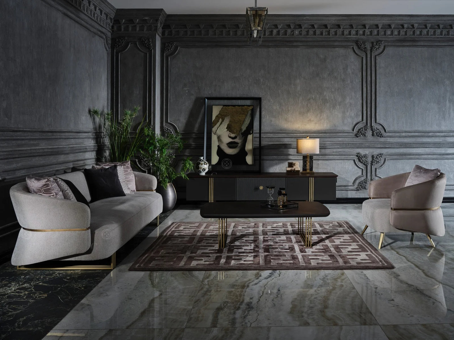 Madrid Sofa Set in Ivory & Gold | Luxe Life Furniture