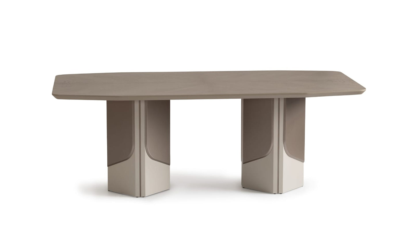 Rectangular dining table with a luxury gold bowl