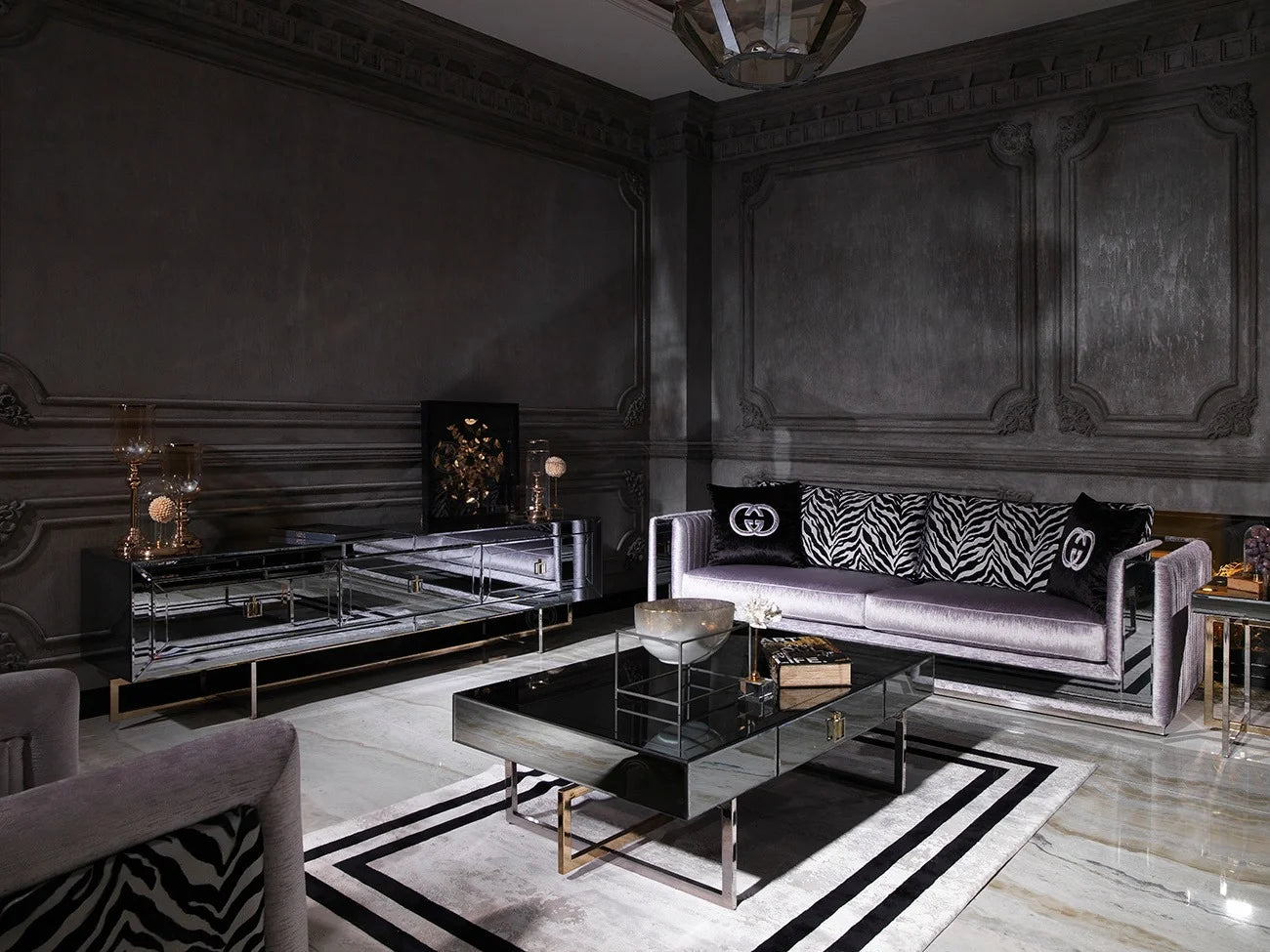 Belgrad TV Stand styled in a cozy living room
