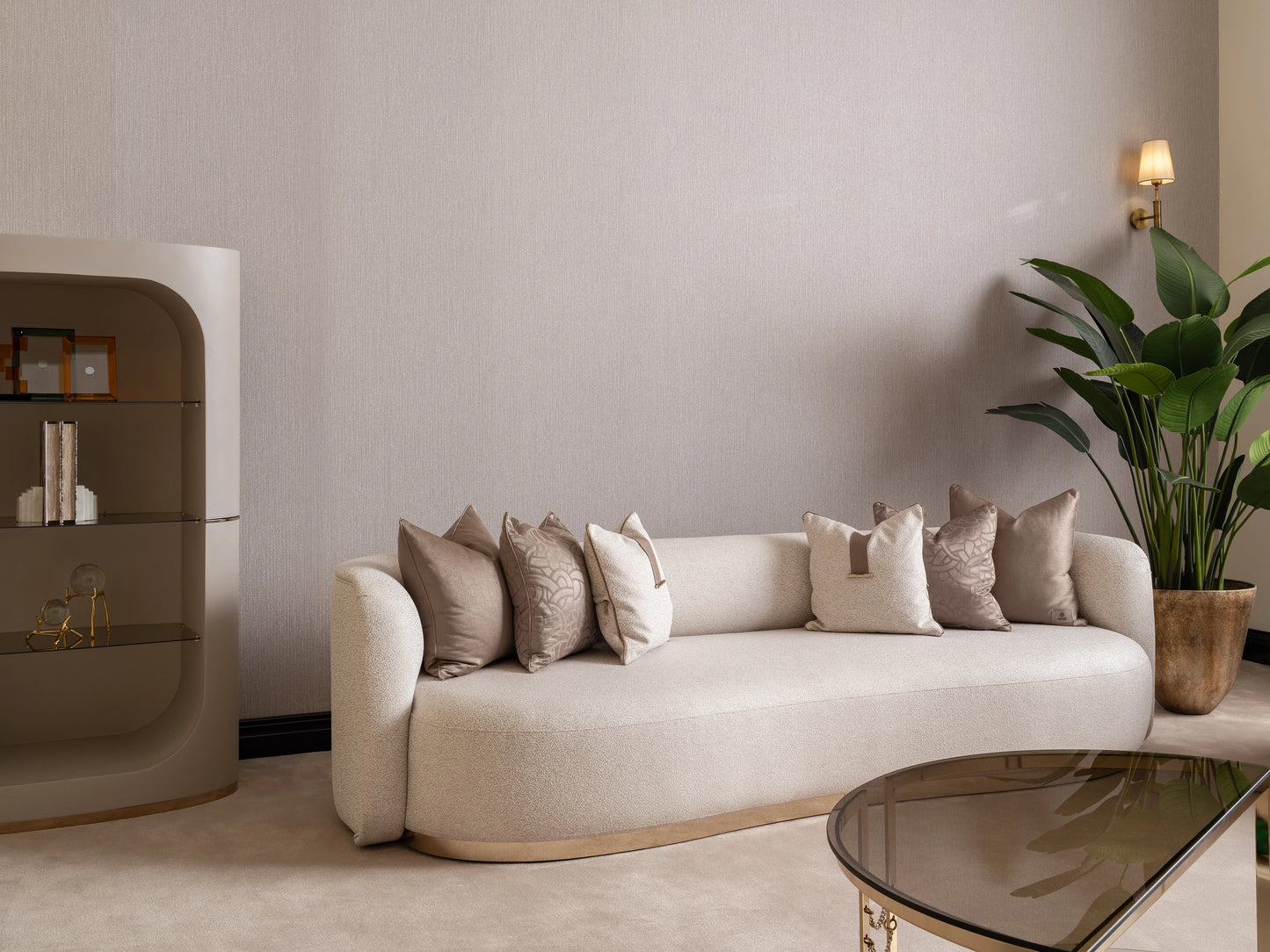 Close-up of Calista sofa stitching and texture