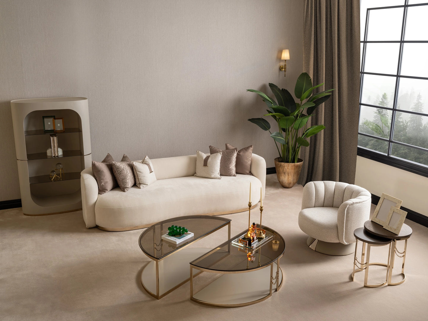 Calista sofa set in modern living room with 4-seater and armchair