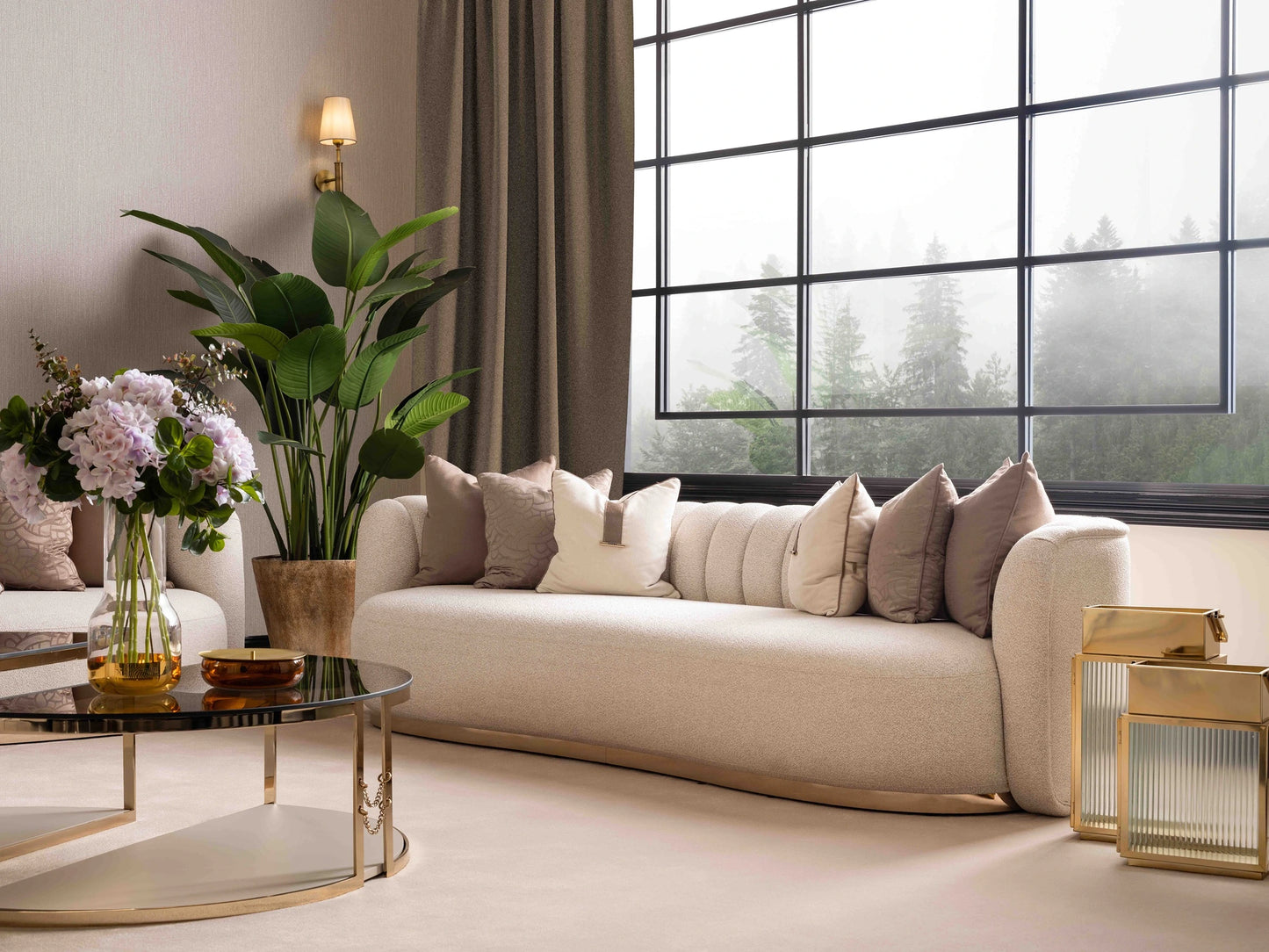 Calista sofa set in modern living room with 4-seater splitted
