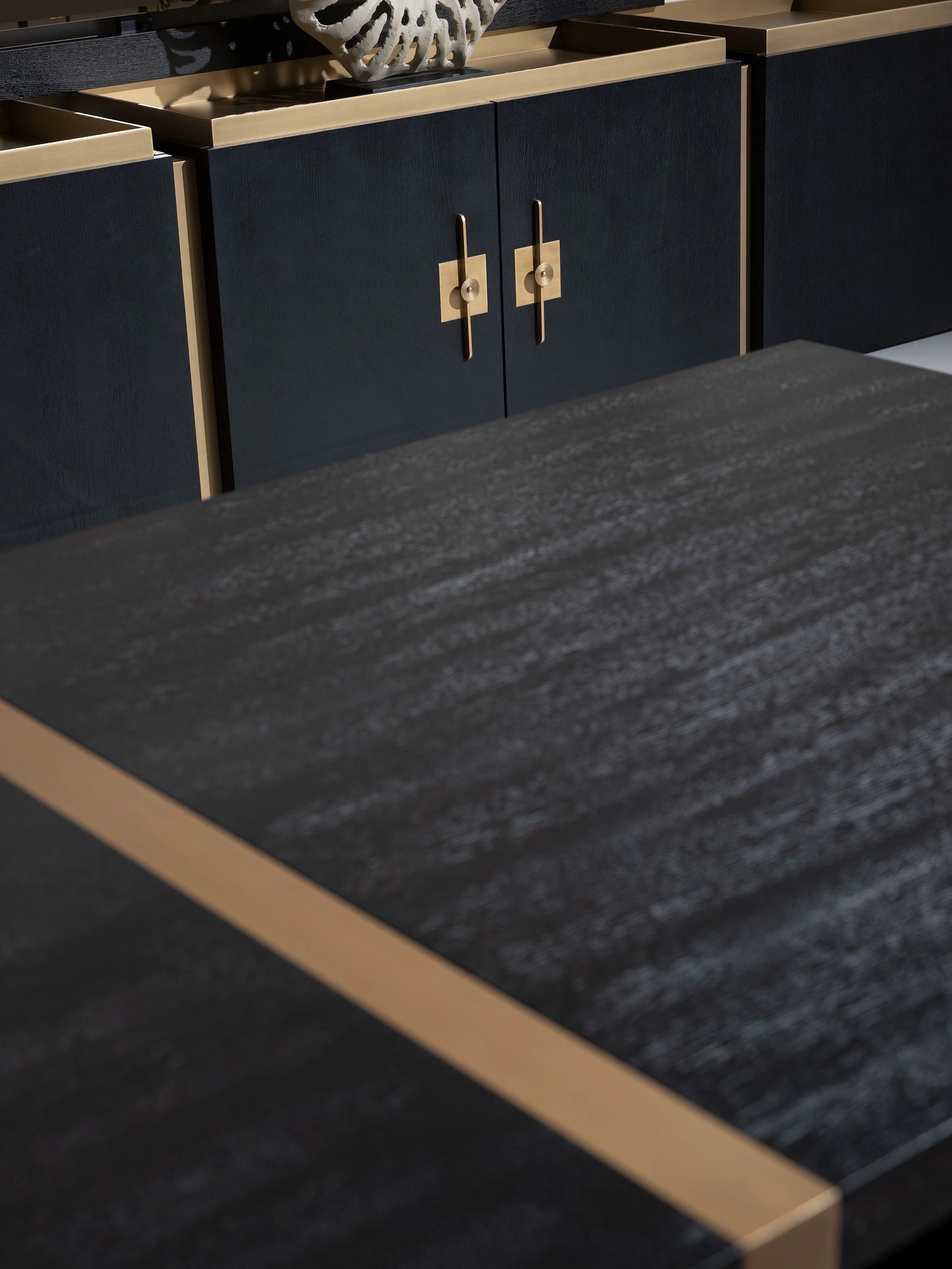 Close-up of table upholstery and frame