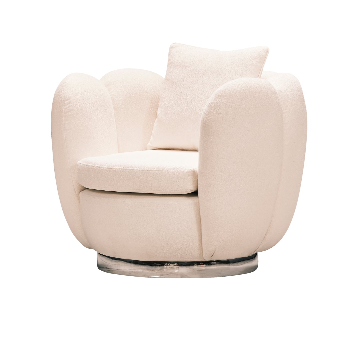 Ferre luxury upholstered swivel chair with sculptural rounded arms