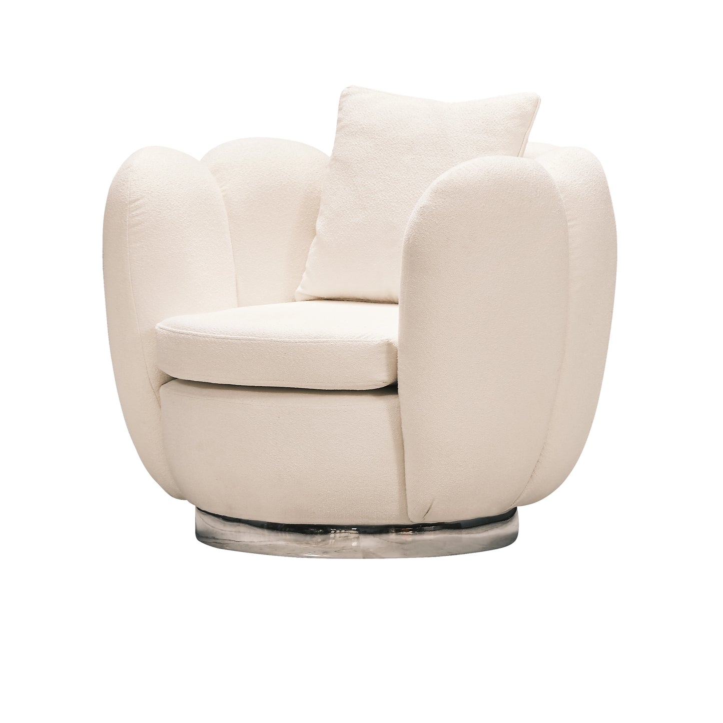 Sophisticated Ferre Armchair that aligns with a curved settee sofa, a statement in contemporary design – Luxe Life Furniture.