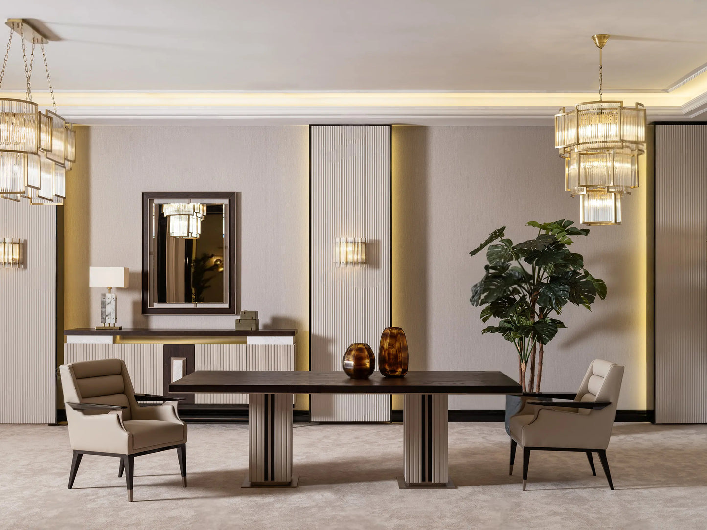 Galante Dining Table, part of the Galante Dining Set, full view. Luxe Life Furniture.
