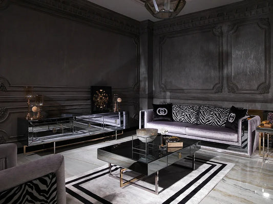 Floating mirrored 4 seater sofa with Italian glam design Floating mirrored 4 seater sofa with Italian glam design