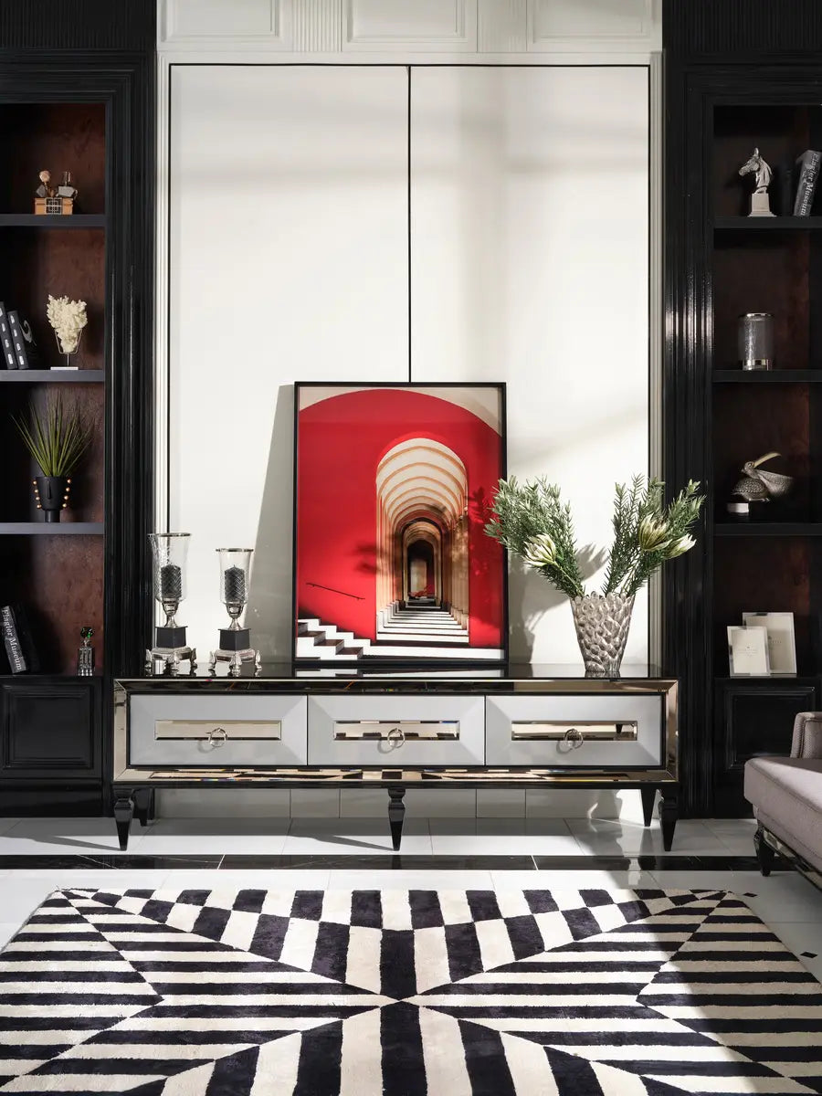 TV unit from the Havana Dining Set, showcasing sleek design and stylish storage solutions. Luxe Life Furniture