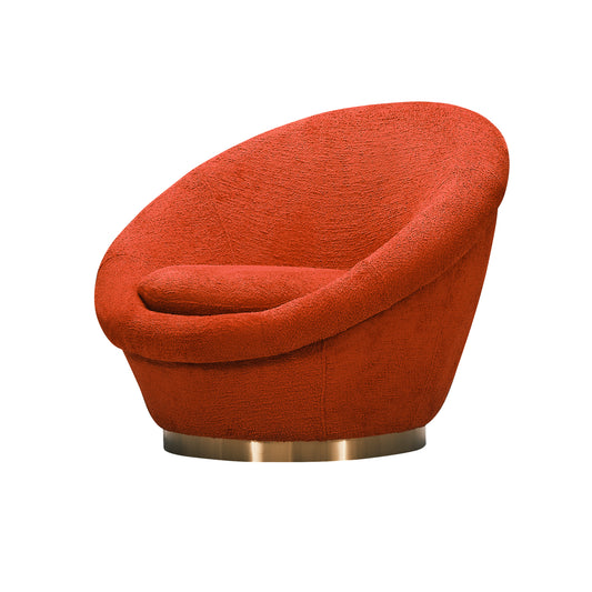 Front view of Laila boucle armchair in burnt orange Front view of Laila boucle armchair in burnt orange