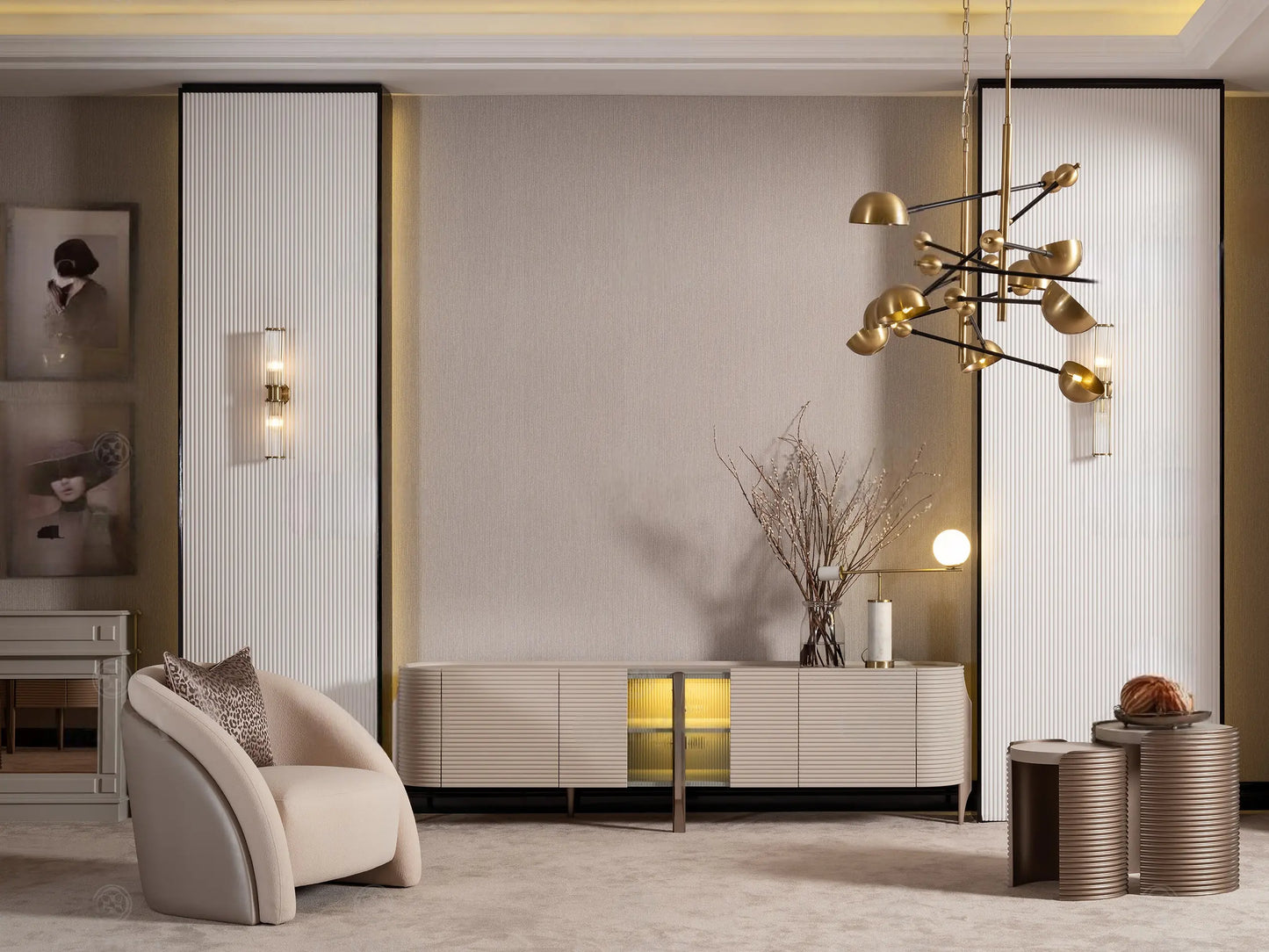 Beige upholstered armchair available in UK