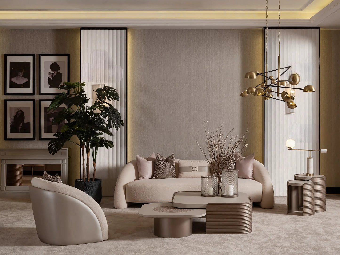 Decor inspiration with Leora beige curved armchair