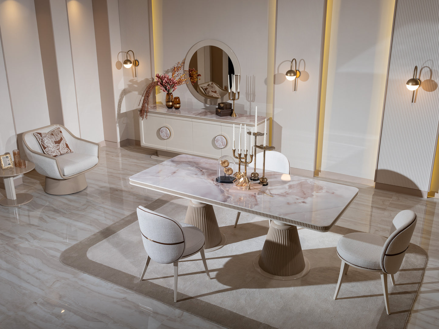 Close-up of Belezza table surface and craftsmanship