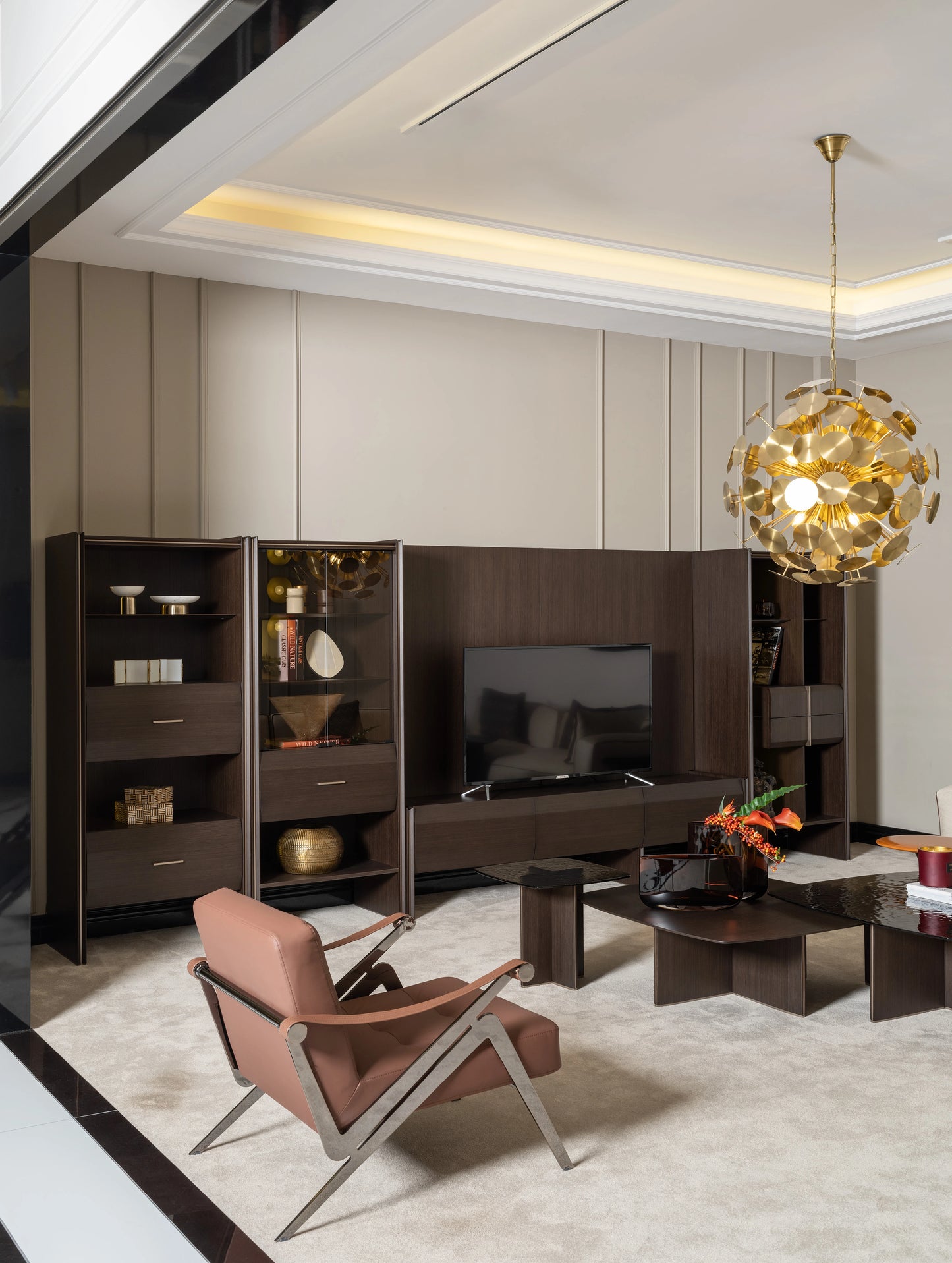 Moka armchair in coordinated luxury modular sofa set