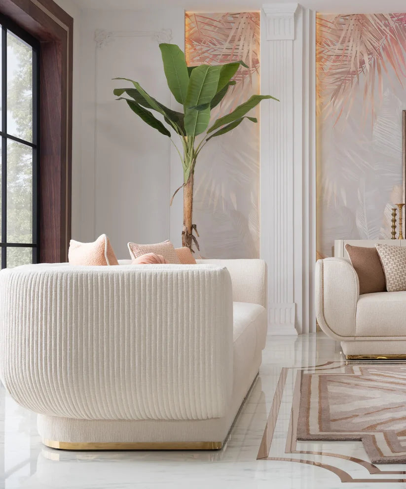 Side angle of Oscar luxury 5 seater sofa in cream