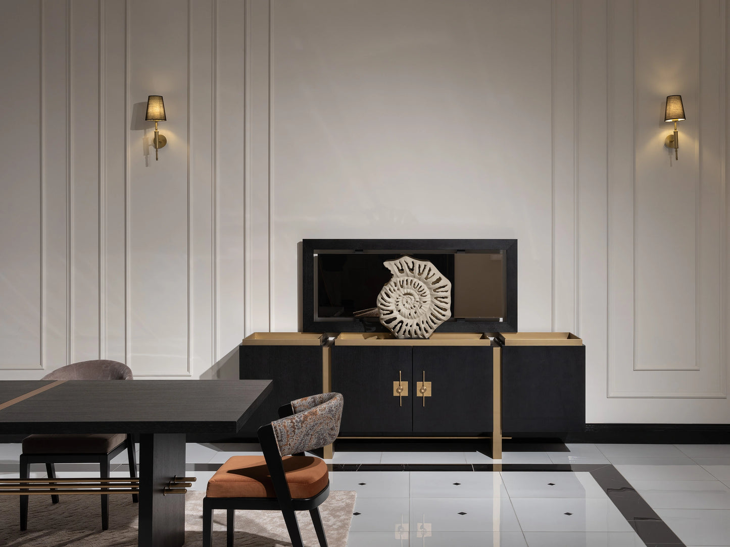 TV unit with seamless design from Pietra range