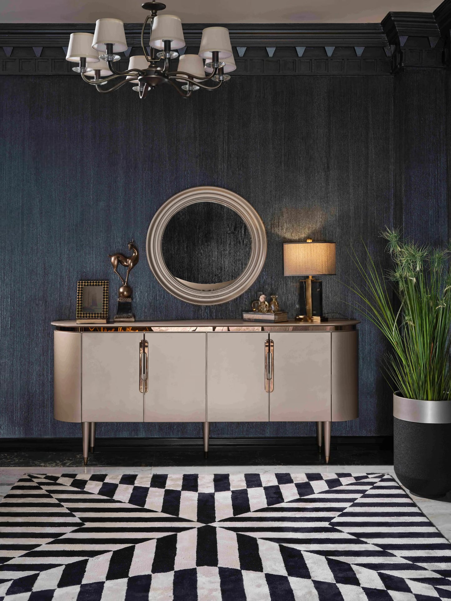 Porto sideboard with mirror. Part of the Porto Dining Set. Luxe Life Furniture.