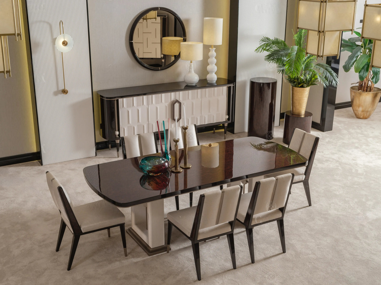 Senato dining table with matching cream sideboard