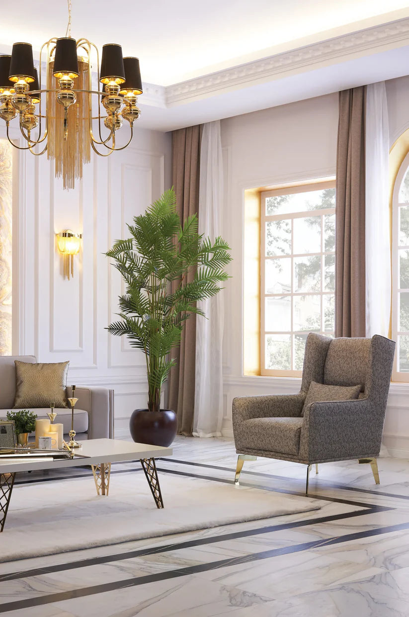 Partial view of Uluda 2 seater sofa with plush cushions and matching armchair