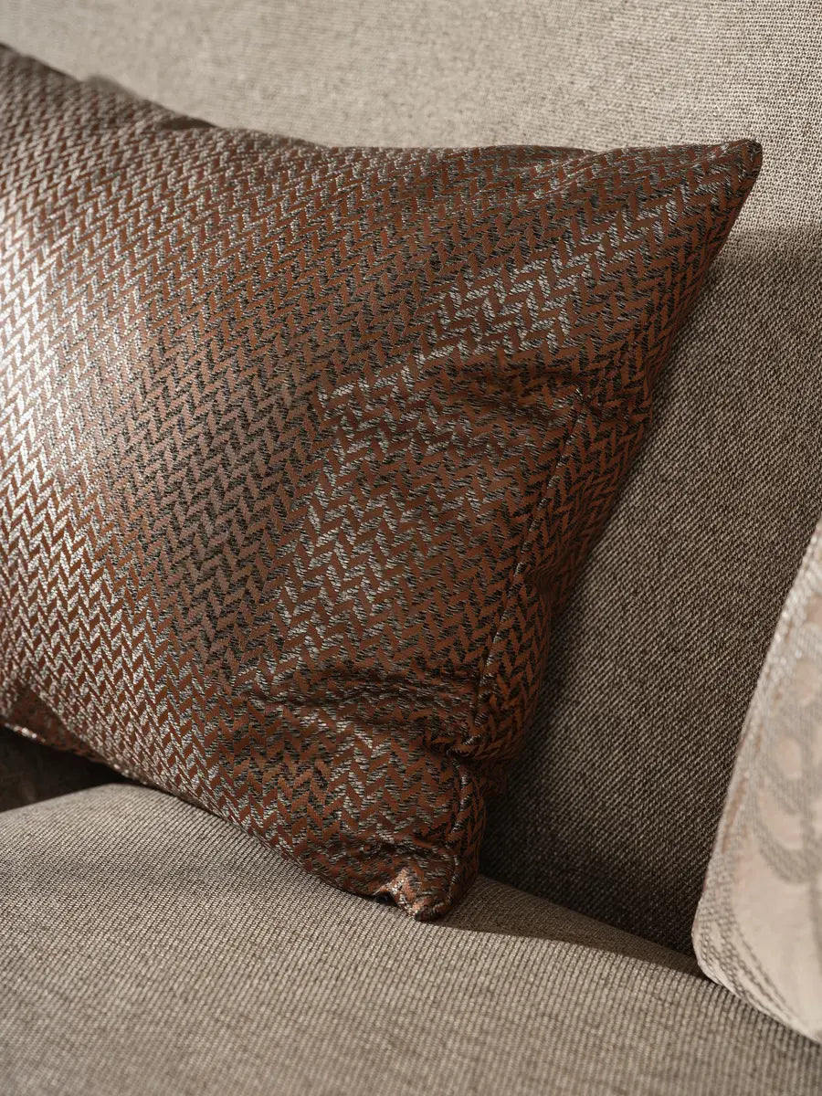 Close-up of one cushion on the Varna sofa showing texture and print.