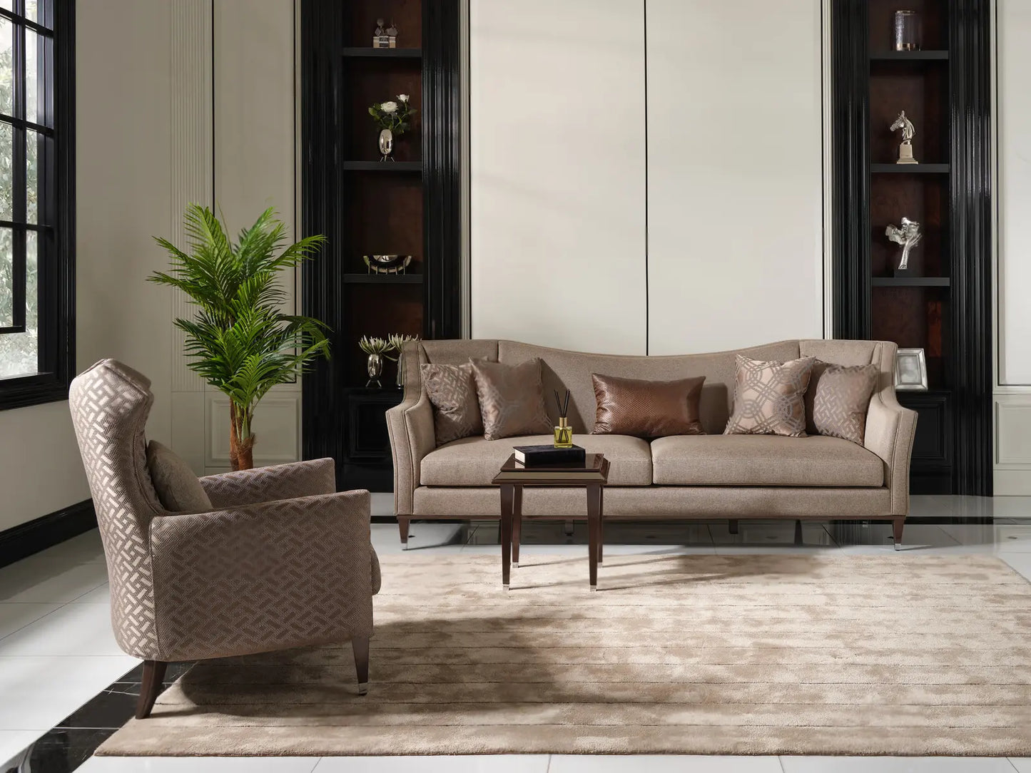 Varna Sofa Set with 4 seater, armchair, and central side table.