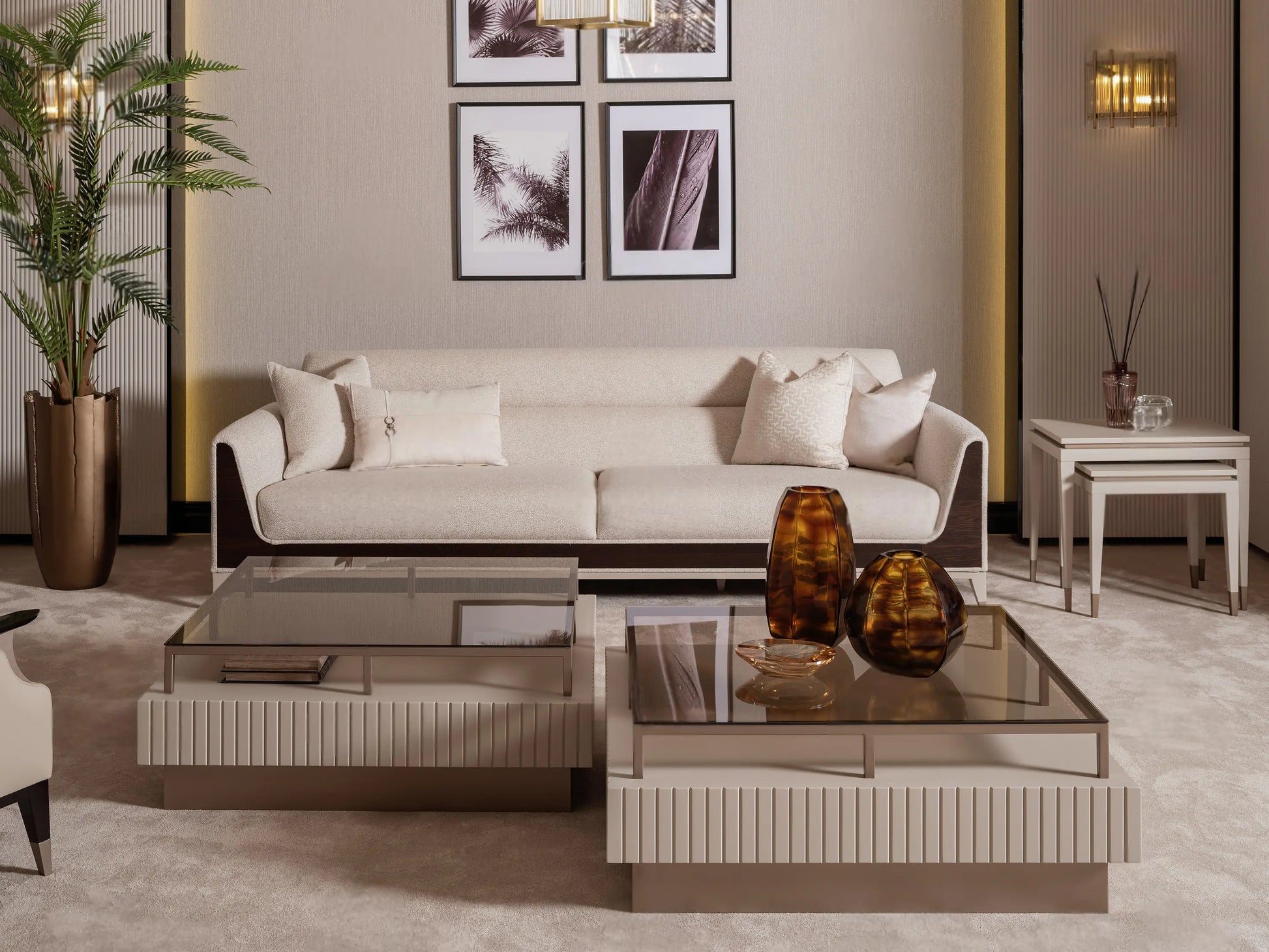 4 Seater nesting table,coffee tables parts of the Galante Sofa Set, in a living room setting