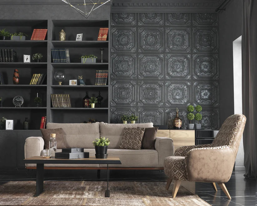 ANKA luxury sofa bed viewd with armchair in stylish UK living room