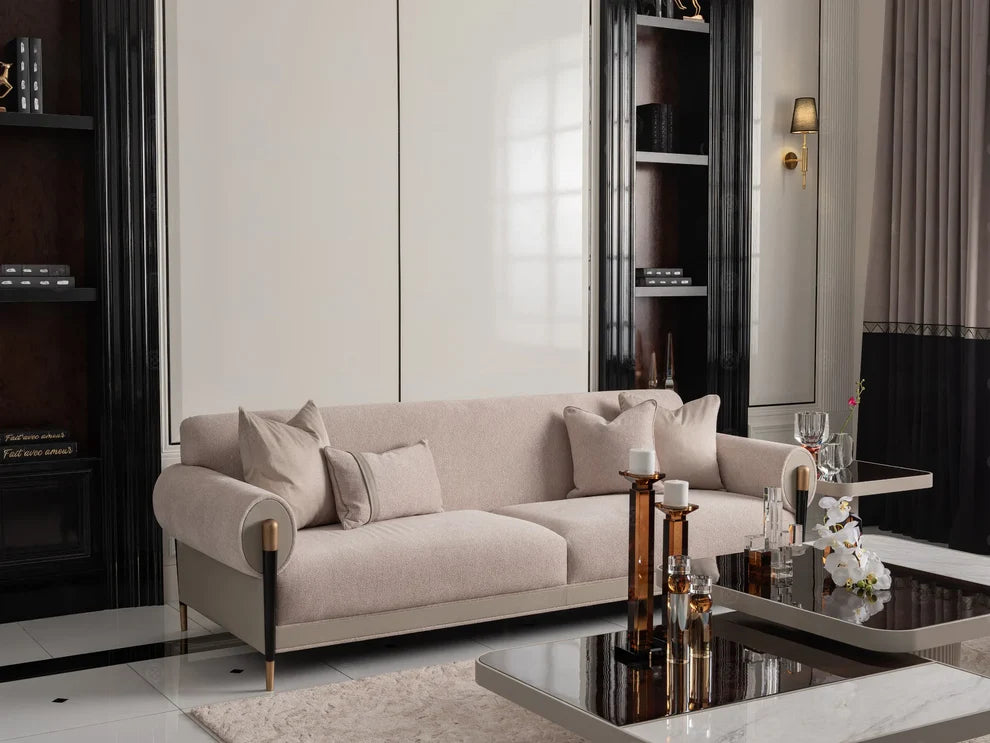 Casto 2 Seater Sofa Leather Detailed