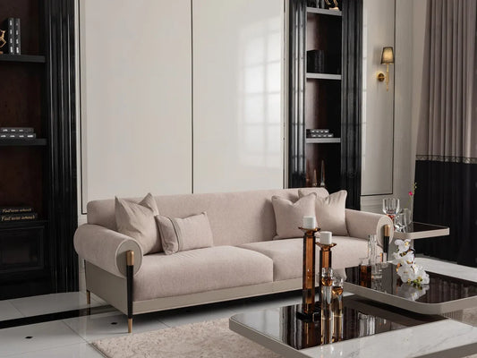 Casto 3 Seater Sofa Leather Detailed