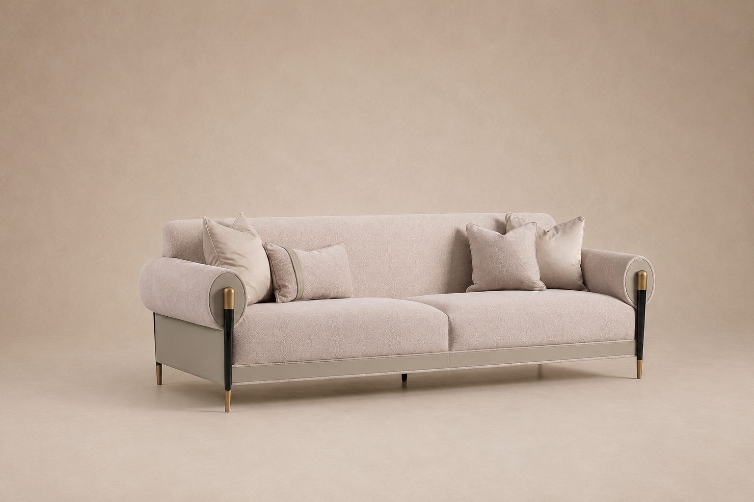 Casto 4 Seater Sofa Leather Detailed