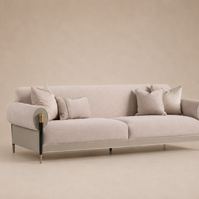 Casto 4 Seater Sofa Leather Detailed