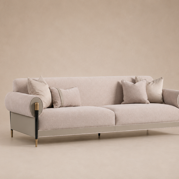 Casto 2 Seater Sofa Leather Detailed