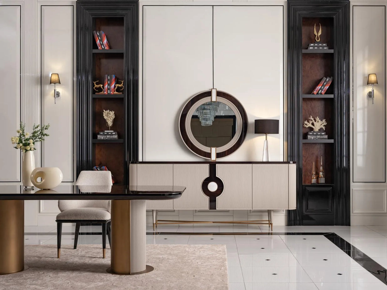 Ecrue Dining Set for 6 Showing Sideboard