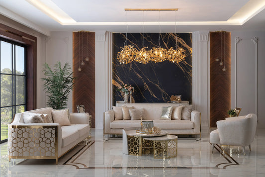 Flamingo 3+2+1 sofa set in cream, featuring a three-seater sofa, two-seater sofa, and armchair. Luxe Life Furniture.