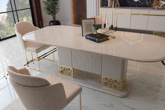 Flamingo Luxury Dining Set : Cream—Modern Dining Table | Luxe Life Furniture