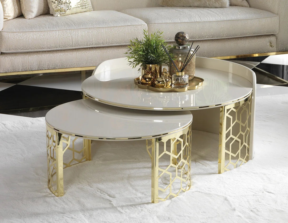 Flamingo coffee table with glass cream , part of the Flamingo Sofa Set. Luxe Life Furniture.