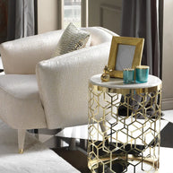 Flamingo cream side table, part of the Flamingo Sofa Set, with a Luxury design. Luxe Life Furniture.