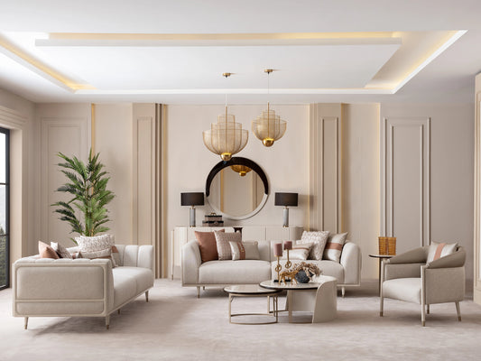 Florance Sofa Set: Elegant Beige Furniture | Luxe Life Furniture