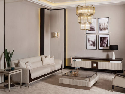 Galante TV Unit, part of the Galante Dining Set, media storage. Luxe Life Furniture.