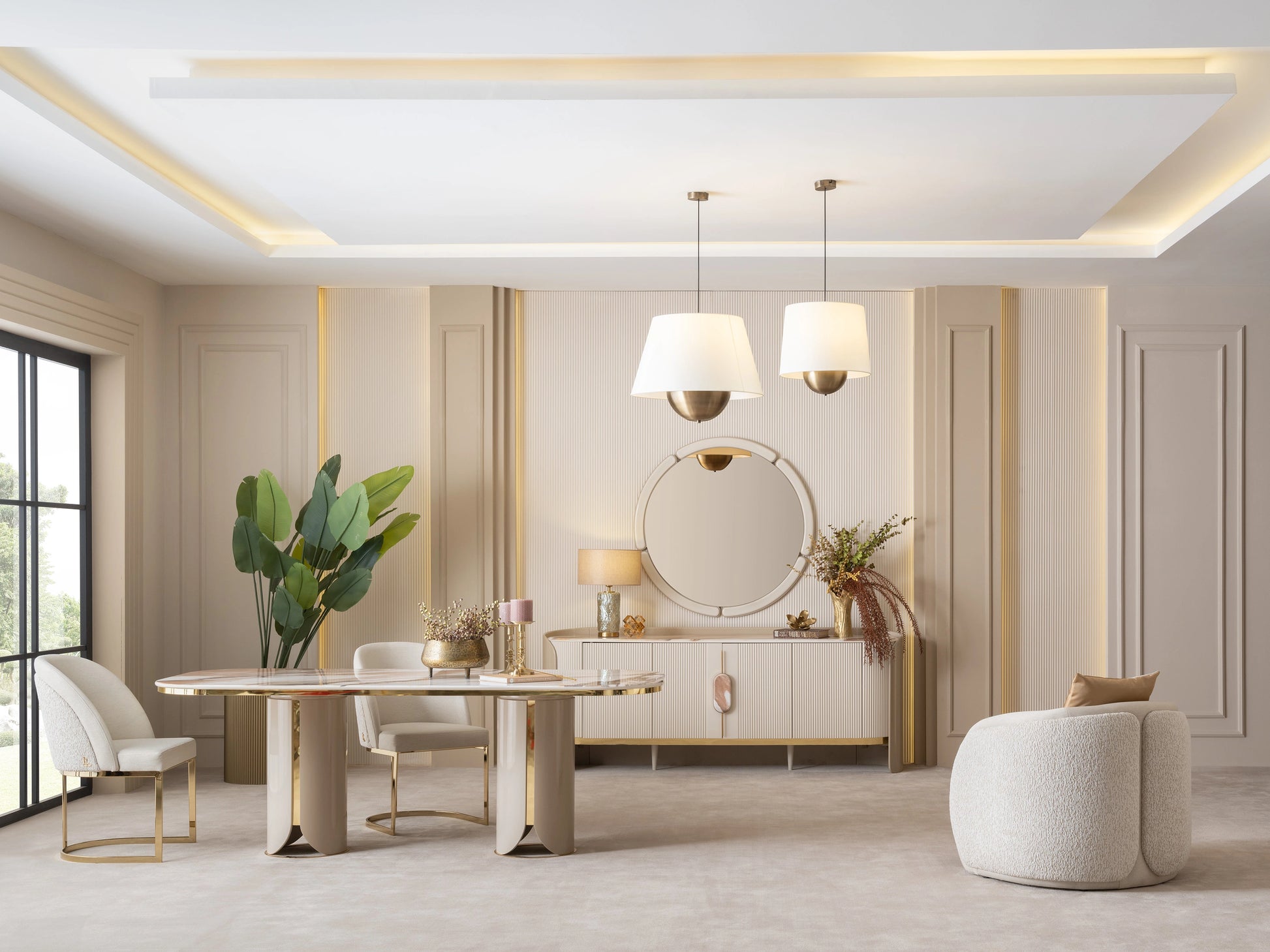 Hilton Modern Dining Set - 6 Seater Table & Chairs: Luxe Life Furniture
