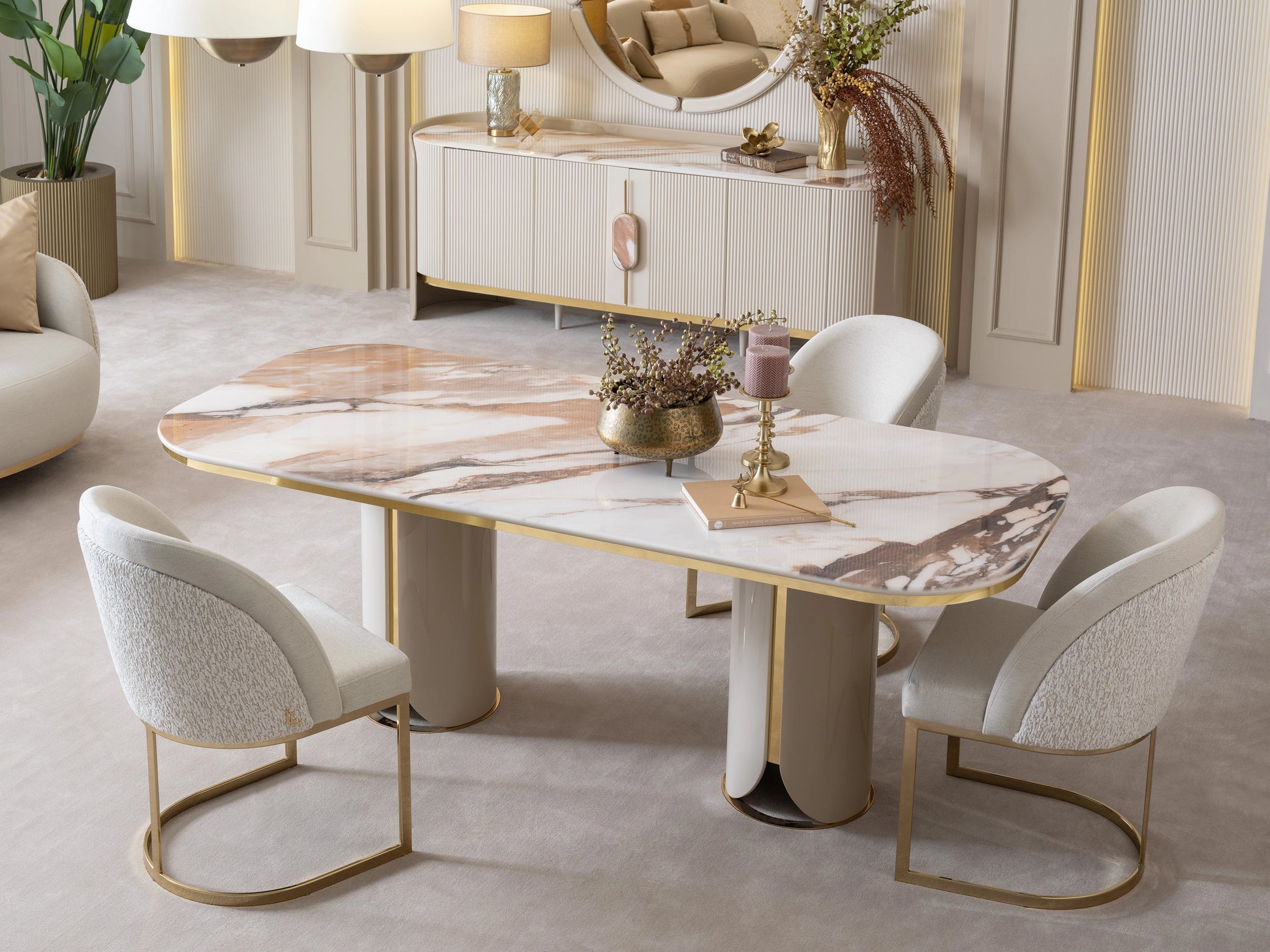 Hilton Modern Dining Set - 6 Seater Table & Chairs: Luxe Life Furniture