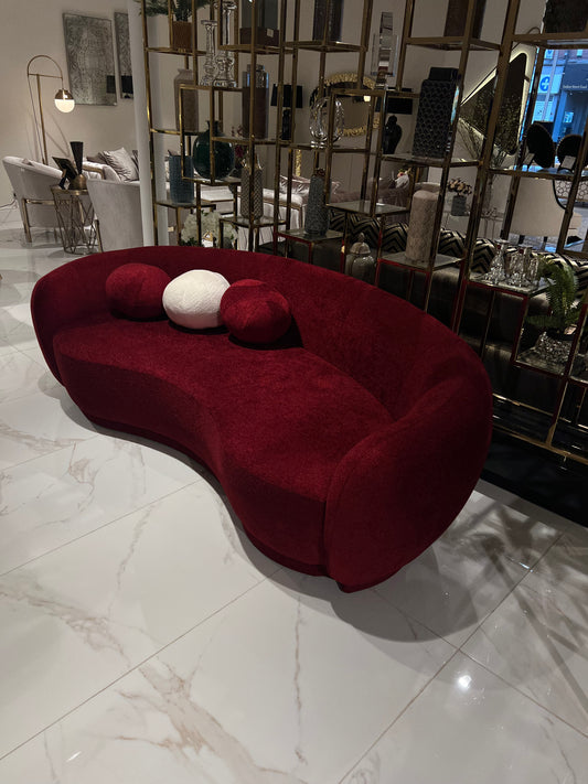 Amore 3 Seater Curved Sofa in Red - Ex-Display and Special Price