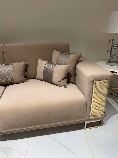 Monticelli Sofa Set in Beige & Gold | Luxe Life Furniture